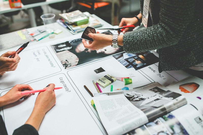 Creative B2B content planning and development workspace for thought leadership marketing